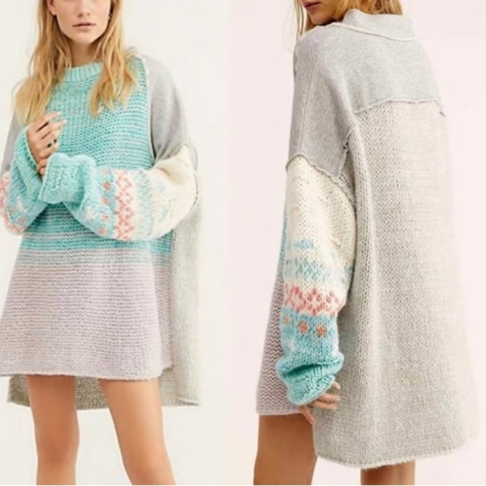 Free People Multicolor Cowl Neck Sweater